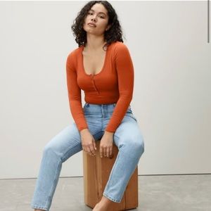 Everlane the Henley Bodysuit (M) Orange/Rust